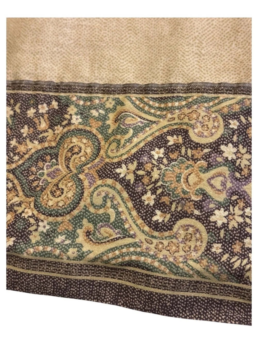 Croscill Home Cream Paisley Flat Sheet Oversized Queen King Monogram E Jacquard